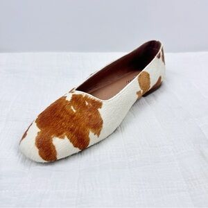 Madewell The Cory Flat Slip On Shoes Real Calf Cow Hair Leather Lining Sz 8 NEW